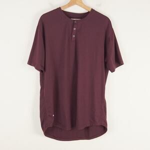 BYLT Premium Basics Signature Short Sleeve Curved Hem Henley Shirt Sz XL